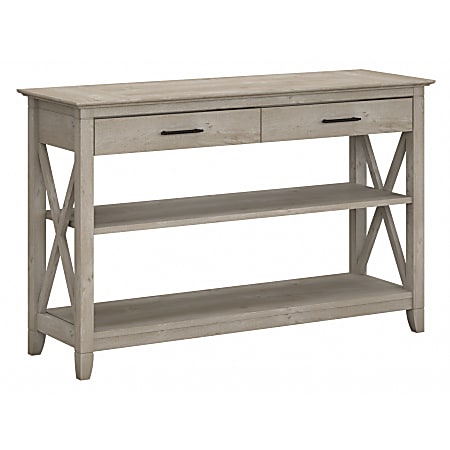 Bush Furniture Key West Console Table With Drawers And Shelves, Washed Gray, Standard Delivery