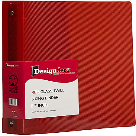 JAM PAPER 3 Ring Plastic Binder, 1.5 inch, Red, Sold Individually