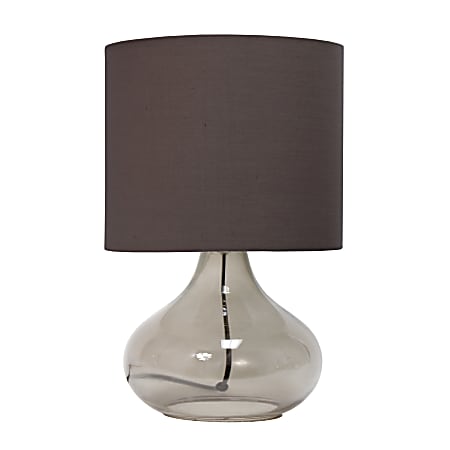 Simple Designs Glass Raindrop Table Lamp, 13-3/4"H, Gray Shade/Smoke Gray Base