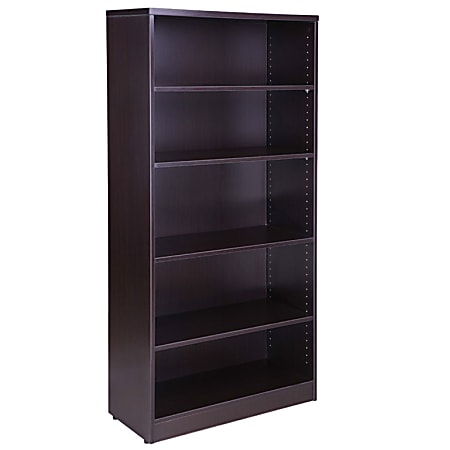 Boss Office Products 66”H 5-Shelf Bookcase, Mocha