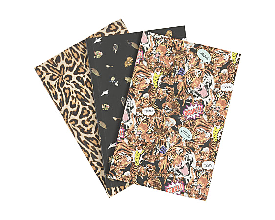 Nicole Miller Flexible Paper Notebooks, 4" x 6", Lined, 40 Pages Per Book, 120 Total, Animal/Leopard/Tiger, Pack of 3