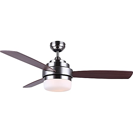 Black+Decker Ceiling Fan, 3 Blades, 52" Diameter, 3 Speed, Adjustable Airflow, 17.5"H x 52"W x 52"D, Glass, Nickel