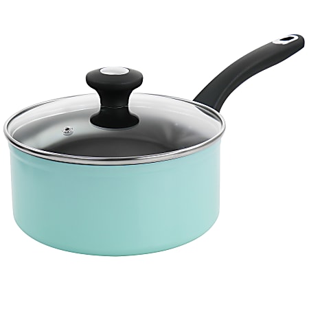 Martha Stewart Everyday Aluminum Saucepan With Lid, 3-Quart, Turquoise