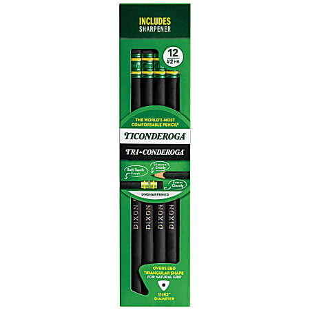 Ticonderoga® Tri-Conderoga™ Triangular Pencils, #2 Lead, Medium Soft, Pack of 12
