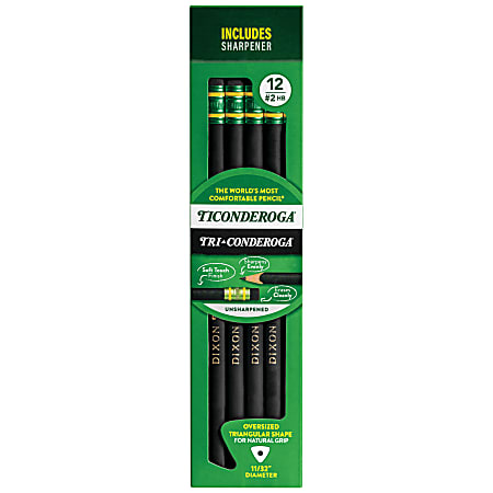 Ticonderoga&reg; Tri-Conderoga&trade; Triangular Pencils, #2 Lead, Medium Soft, Pack of 12