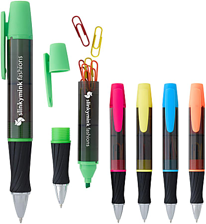 3-In-1 Executive Assistant Highlighter Pen, Chisel Point, Assorted Ink Colors