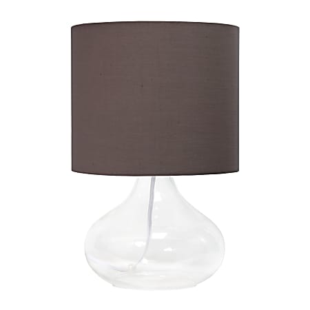 Simple Designs Glass Raindrop Table Lamp, 13-3/4"H, Gray Shade/Clear Base