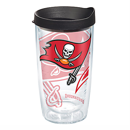 Tervis NFL Tumbler With Lid, 16 Oz, Tampa Bay Buccaneers, Clear