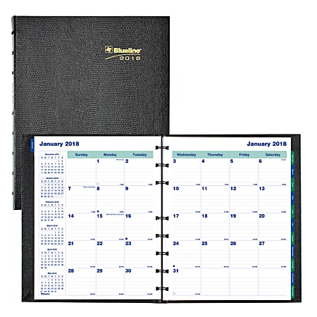 Blueline® MiracleBind™ CoilPro™ 17-Month Monthly Planner, 9 1/4" x 7 1/4", Black, August 2017 to December 2018 (CF1200C.81-18)