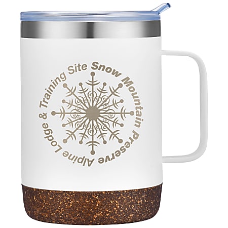 Cork Bottom Insulated Travel Mug Personalized / Engraved Stainless Steel Mug  With Handle and Lid 