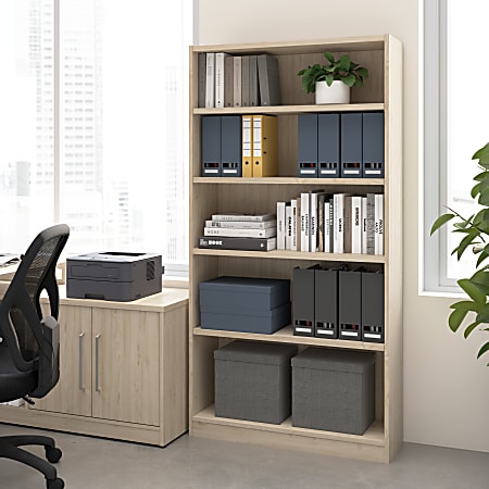 Bush Business Furniture Vista 71"H Tall 5 Shelf Bookcase, Natural Elm, Standard Delivery