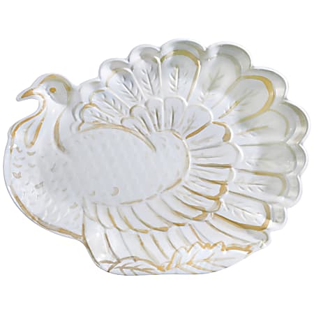Amscan Thanksgiving Melamine Turkey-Shaped Serving Platter, 14-3/4&rdquo; x 19-1/4&rdquo;, White