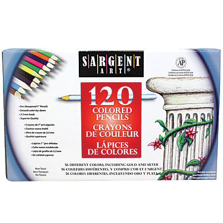 Sargent Art Colored Pencils, 3.3 mm, Assorted Colors, Pack Of 120 Pencils