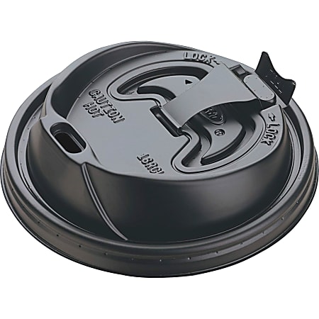 Dart Black Plastic Reclosable Lids, For 12-16 Oz. Cups, Black, Box Of 1,000