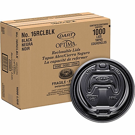 Dart Black Plastic Reclosable Lids - Round - Plastic - 1000 / Carton - 100 Per Bag - Black Dart Black Plastic Reclosable Lids - Round - Plastic - 1000 / Carton - 100 Per Bag - Black