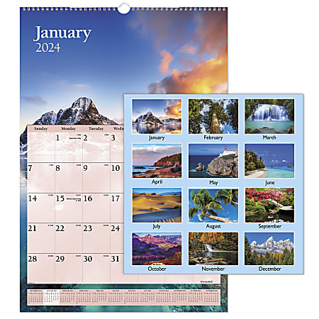 2024 AT A GLANCE Scenic Monthly Wall Calendar 15 12 x 22 34