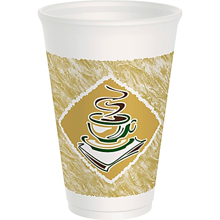 Dart Cafe G Design Foam Cups, 16 Oz, Brown/Green/White, Box Of 1,000