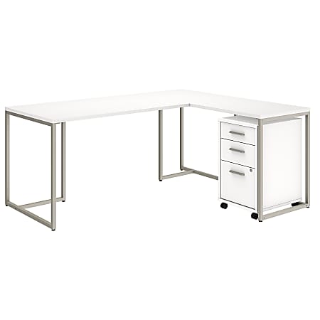 Bush Business Furniture Method 72"W L-Shaped Corner Desk With Return And Mobile File Cabinet, White, Standard Delivery