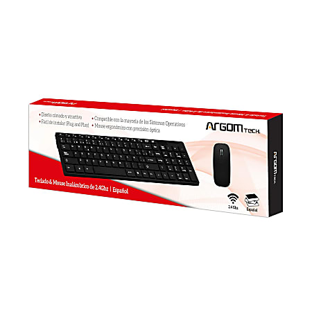 Argom Tech Classic Combo Spanish Wireless Keyboard &amp; Mouse, Black, ARG-KB-7436