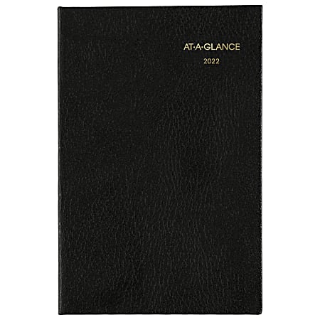 AT-A-GLANCE® Fine Diary Weekly/Monthly Diary, 2-3/4” x 4-1/4”, Black, January To December 2022, 720105