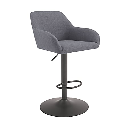 Powell Blodgett Adjustable Fabric Bar Stool, Gray/Dark Bronze