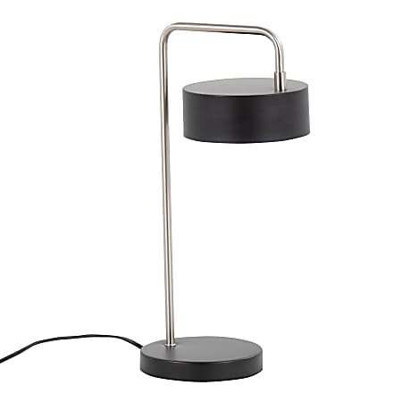 LumiSource Puck Contemporary Table Lamp, 17-3/4”H, Nickel/Black