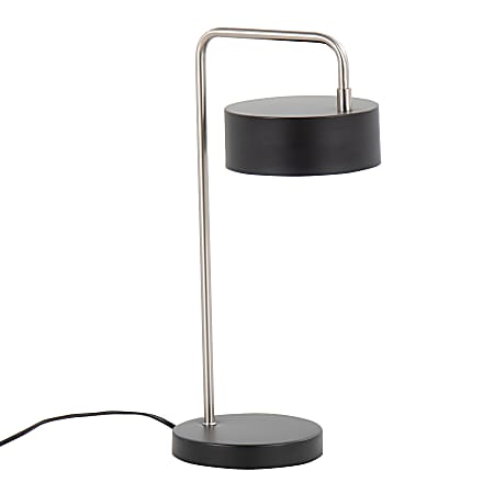 LumiSource Puck Contemporary Table Lamp, 17-3/4&rdquo;H, Nickel/Black