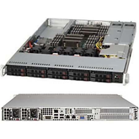 Supermicro SuperChassis 116AC-R700WB (Black) - Rack-mountable - Black - 1U - 10 x Bay - 4 x 1.57" x Fan(s) Installed - 1 x 750 W - Power Supply Installed - EATX, WIO Motherboard Supported - 6 x Fan(s) Supported - 10 x External 2.5" Bay - 3x Slot(s)