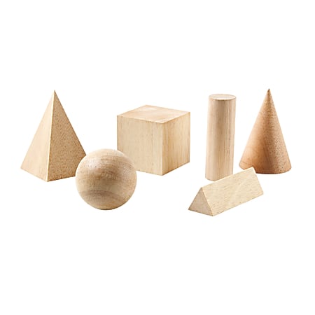 Learning Resources® Basic Geometric Solids Wooden Shapes, Ages 6-12, Set Of 6