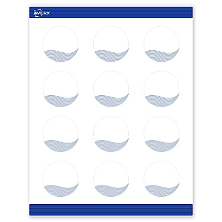 Avery® Printable Round Cards With Sure Feed® Technology, 2", Matte White With Preprinted Colorful Design Design, Pack Of 120