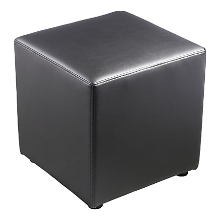 Lorell® Collaborative Seating Bonded Leather Cube Chair, Black