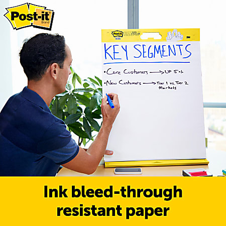 Post it Super Sticky Wall Pad 20 x 23 Plain White Paper 20 Self Stick  Sheets Per Pad - Office Depot