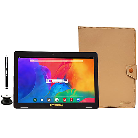 Linsay F10IPS Tablet, 10.1" Screen, 2GB Memory, 64GB Storage, Android 13, Light Brown