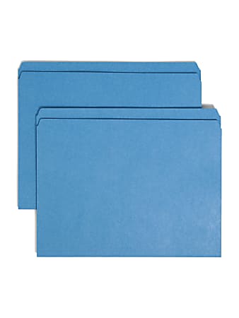 Smead® Color File Folders, With Reinforced Tabs, Letter Size, Straight Cut, Blue, Box Of 100