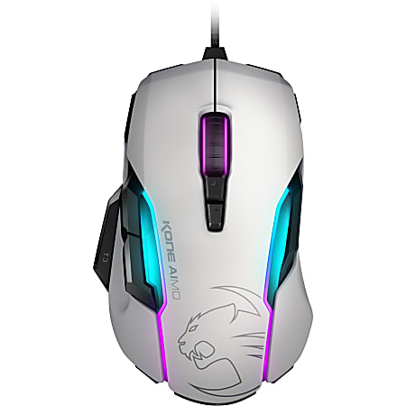 Roccat Kone AIMO - RGBA Smart Customization Gaming Mouse - Optical - Cable - White - USB 2.0 - 12000 dpi - Scroll Wheel - 12 Button(s) - Right-handed Only