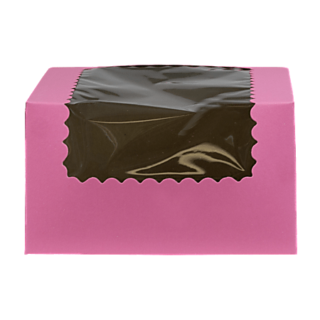 BOXit Corporation Cake Boxes With Window, 7" x 7", Pink, Pack Of 200