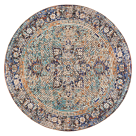 Anji Mountain Hazaran Round Area Rug, 4' Diameter, Multicolor