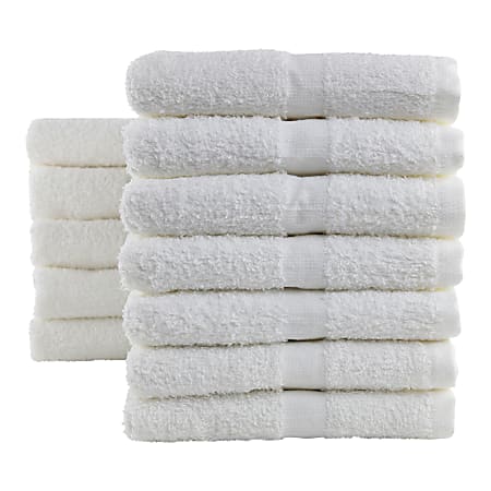 1888 Mills Durability Cotton Hand Towels, 16" x 27", White, Pack Of 120 Towels