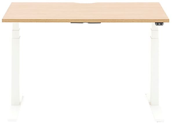 Allermuir Slide Electric 48"W Height-Adjustable Standing Desk, Oak/White
