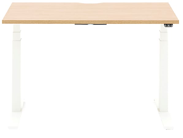 Allermuir Slide Electric Height-Adjustable Standing Desk, 29"H x 48"W x 30"D, Oak/White