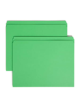 Smead® Color File Folders, With Reinforced Tabs, Letter Size, Straight Cut, Green, Box Of 100