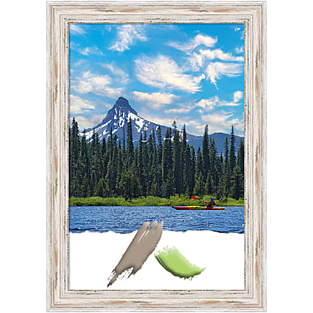 Amanti Art Rectangular Wood Picture Frame, 29” x 41”, Matted For 24” x 36”, Alexandria White Wash