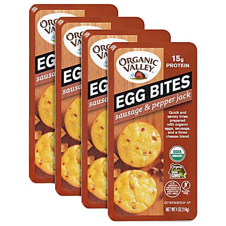 Organic Valley Sausage &amp; Pepper Jack Egg Bites, 4 Oz, 2 Bites Per Pack, Set Of 4 Packs