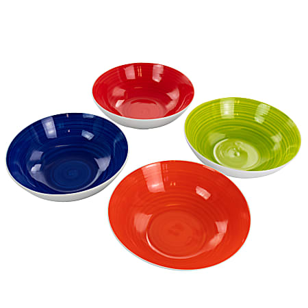 Gibson Home Crenshaw 4-Piece Fine Ceramic Bowl Set, 7-5/16", Assorted Colors