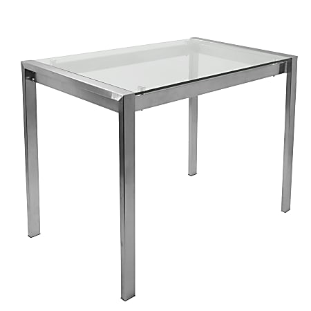 Lumisource Fuji Contemporary Counter Table, Rectangular, Glass/Stainless Steel