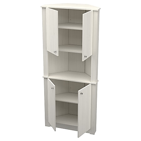 Inval America Tall Corner Storage Cabinet, 40”H x 14-13/16”W x 31-1/2”D, Washed Oak
