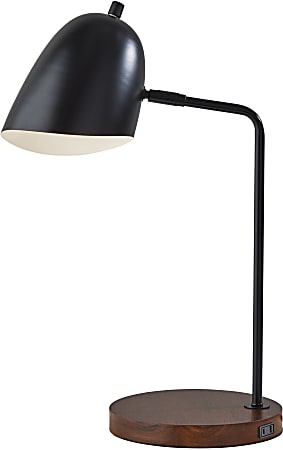 Adesso® Simplee Jude Desk Lamp, 19-1/2”H, Walnut/Black