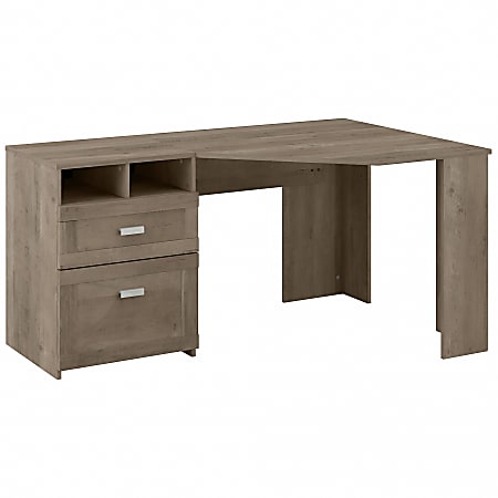 Bush Furniture Wheaton 60"W Reversible Corner Desk With Storage, Driftwood Gray, Standard Delivery