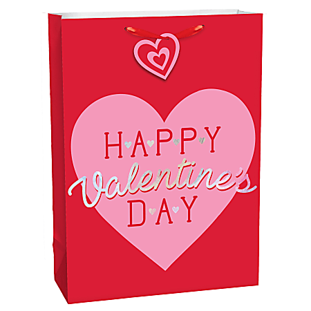 Amscan Valentines Day Gift Bags, X-Large, Red And Pink Hearts, Pack Of 4 Bags