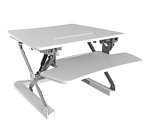 FlexiSpot Height-Adjustable Standing Desk Riser With Removable Keyboard Tray, 27" W, White